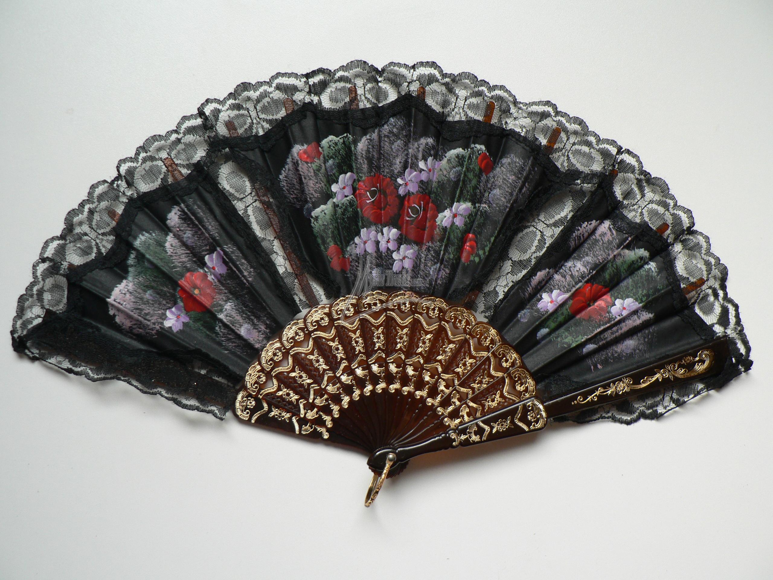 foto v�j�� textiln� s krajkou - ru�n� malovan�, �ern�